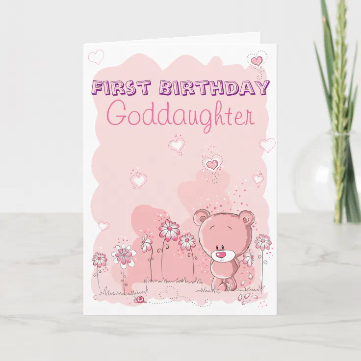 Goddaughter First 1st Birthday From Godparent Card Zazzle