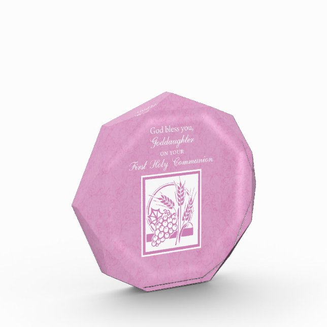 Goddaughter First Communion, Pink Acrylic Award (Left)