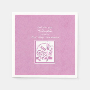Goddaughter First Communion, Pink Paper Napkins