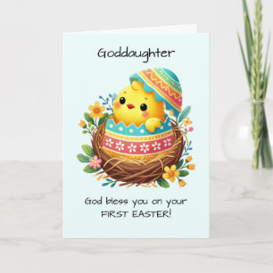 Goddaughter First Easter Blessings Chick Breaking Card