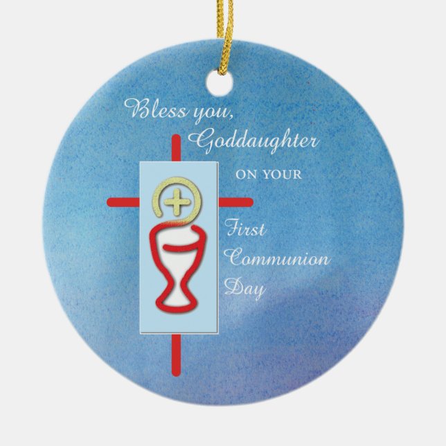 Goddaughter, First Holy Communion, Turquoise Ceramic Ornament (Front)