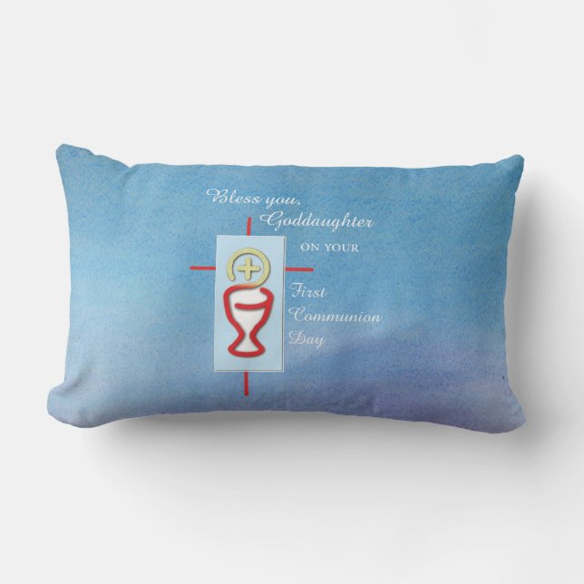 Goddaughter, First Holy Communion, Turquoise Lumbar Pillow (Front)