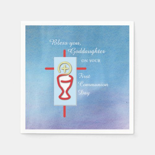 Goddaughter First Holy Communion Turquoise Paper Napkins