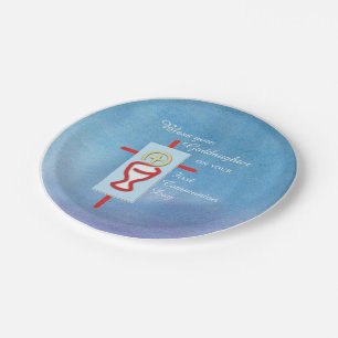 Goddaughter, First Holy Communion, Turquoise Paper Plates