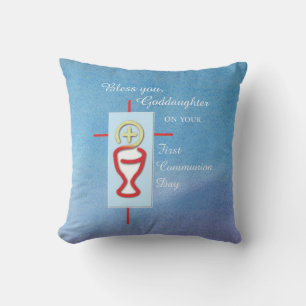 Goddaughter, First Holy Communion, Turquoise Throw Pillow