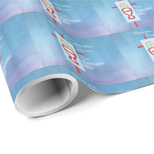 Goddaughter First Holy Communion Turquoise Wrapping Paper