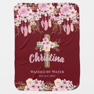 Goddaughter Floral Boho Girls BAPTISM CHRISTENING Baby Blanket