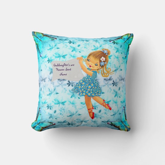 Goddaughter Gift Baptism Communion Birthday Fairy Throw Pillow (Front)