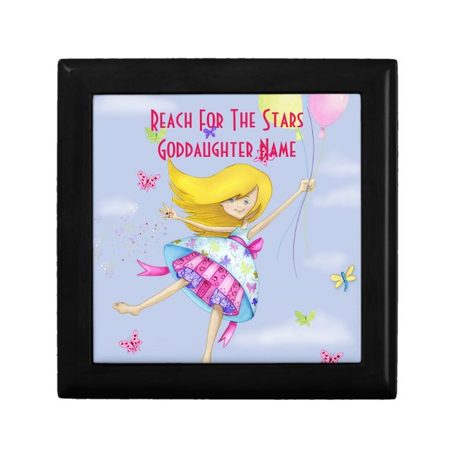 Goddaughter Gift Girly Motivational Personalized Keepsake Box (Front)