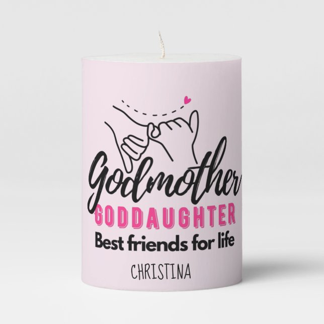 Goddaughter Gift - Godmother Best Friends for Life Pillar Candle (Front)