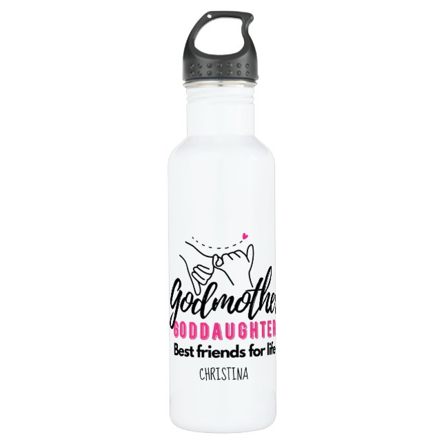 Goddaughter Gift - Godmother Best Friends for Life Stainless Steel Water Bottle (Front)
