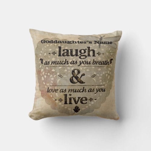 Goddaughter Gift Inspiring Angel Words Add Name Throw Pillow