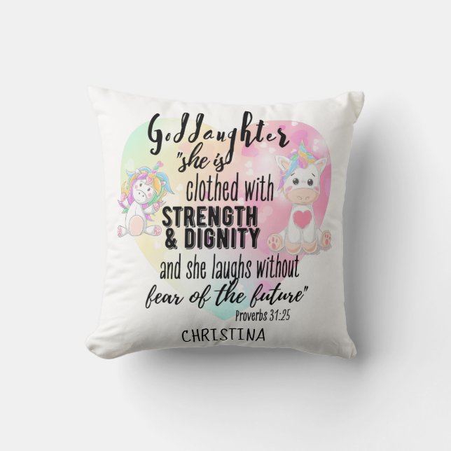 Goddaughter Gift Motivational Encouragement NAMED Throw Pillow (Front)