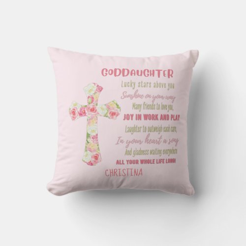 Goddaughter Gift Motivational Encouragement NAMED Throw Pillow