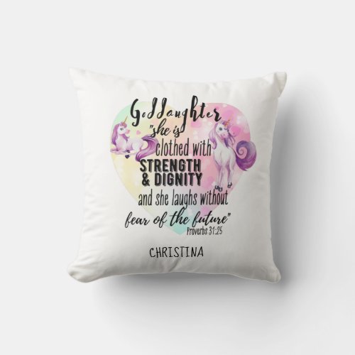 Goddaughter Gift Motivational Encouragement NAMED Throw Pillow