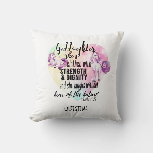 Goddaughter Gift Motivational Encouragement NAMED Throw Pillow (Front)