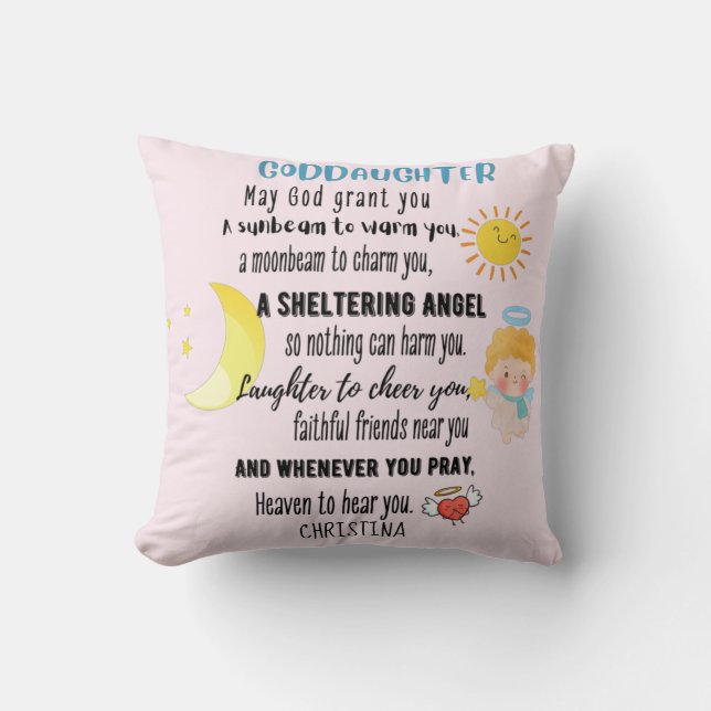 Goddaughter Gift Motivational Encouragement NAMED Throw Pillow (Front)