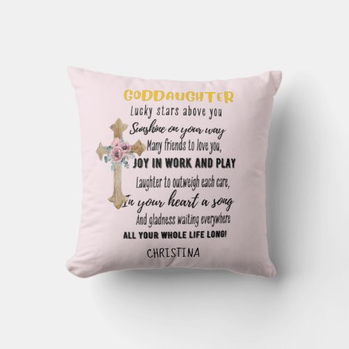 Goddaughter Gift Motivational Encouragement NAMED Throw Pillow