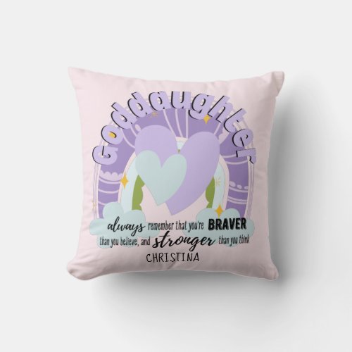 Goddaughter Gift Motivational Encouragement NAMED Throw Pillow