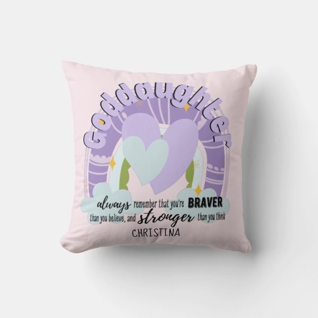 Goddaughter Gift Motivational Encouragement NAMED Throw Pillow (Front)