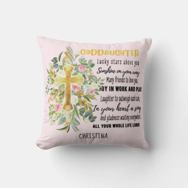 Goddaughter Gift Motivational Encouragement NAMED Throw Pillow (Front)