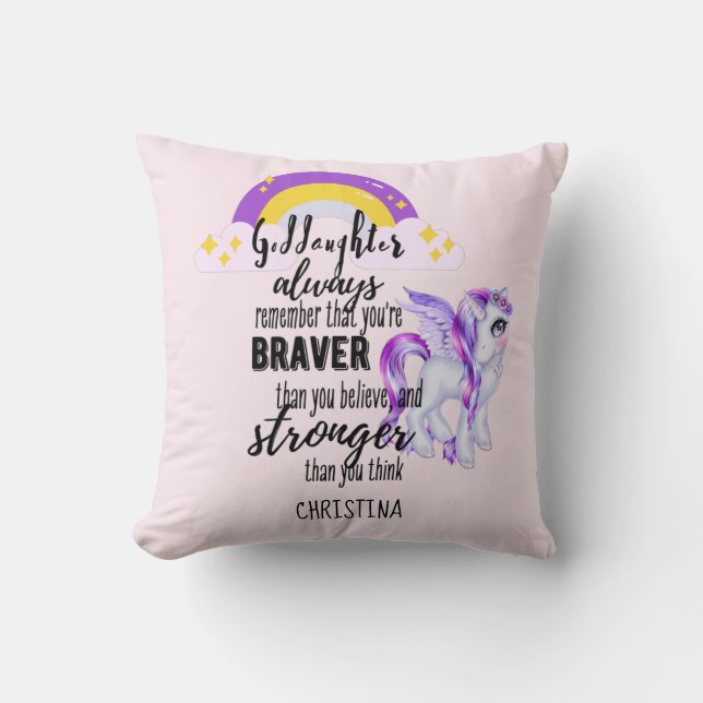 Goddaughter Gift Motivational Encouragement NAMED Throw Pillow (Front)