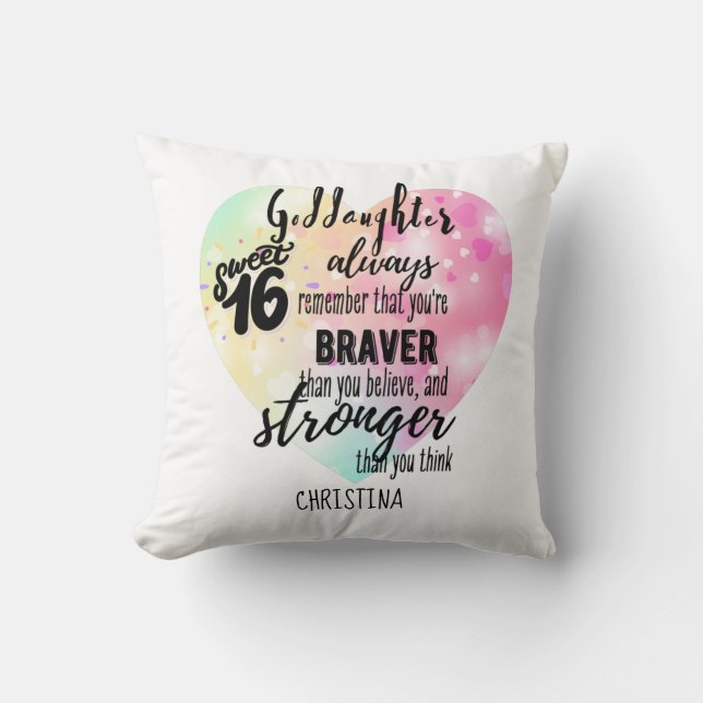Goddaughter Gift Motivational Encouragement NAMED Throw Pillow (Front)