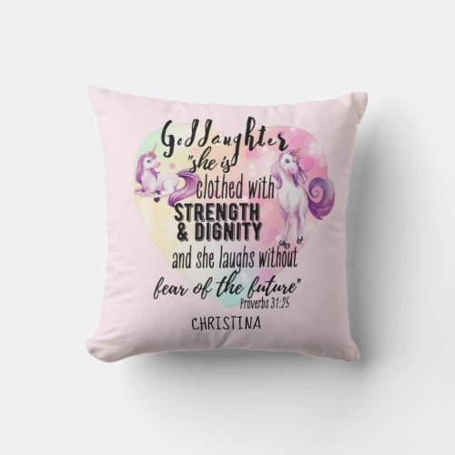 Goddaughter Gift Motivational Encouragement NAMED Throw Pillow