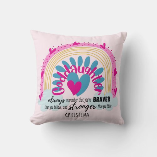 Goddaughter Gift Motivational Encouragement NAMED Throw Pillow