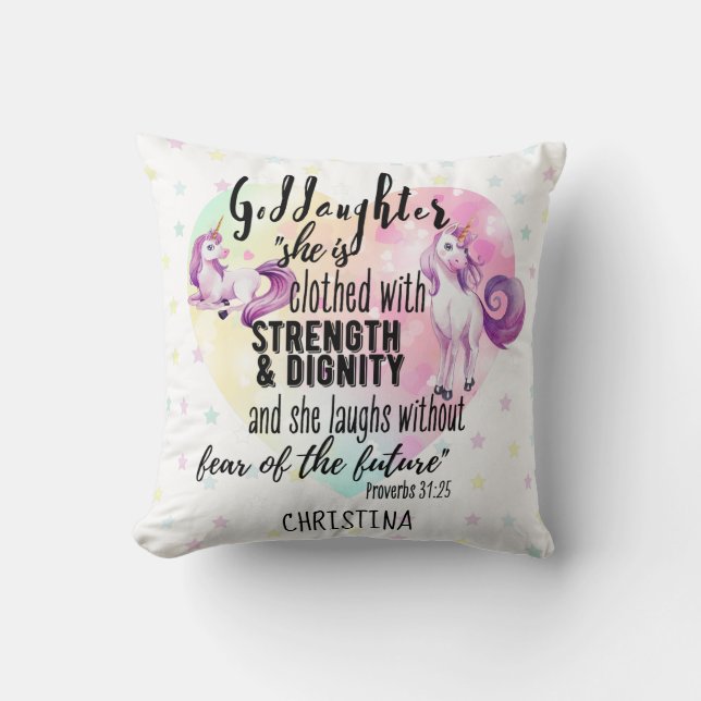 Goddaughter Gift Motivational Encouragement NAMED Throw Pillow (Front)