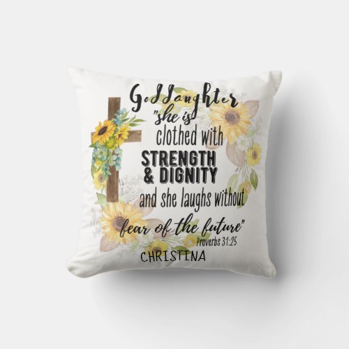 Goddaughter Gift Motivational Encouragement NAMED Throw Pillow