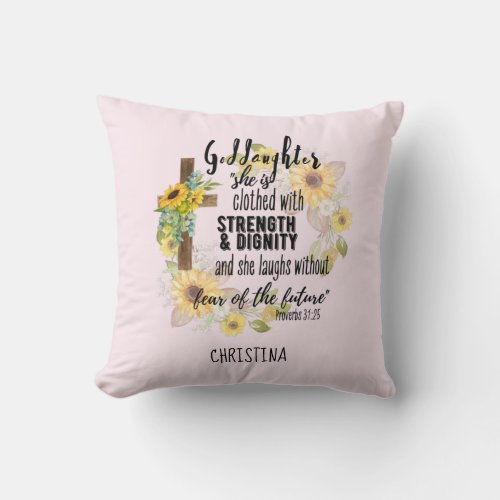 Goddaughter Gift Motivational Encouragement NAMED Throw Pillow