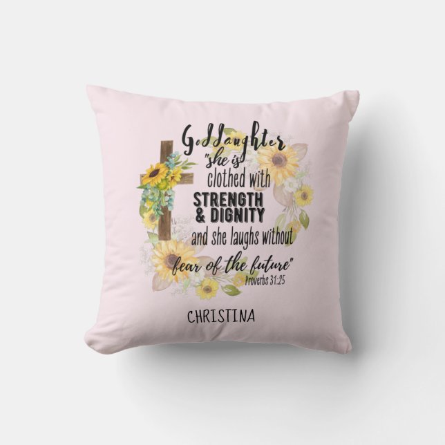 Goddaughter Gift Motivational Encouragement NAMED Throw Pillow (Front)