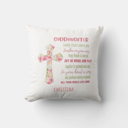 Goddaughter Gift Motivational Encouragement NAMED Throw Pillow