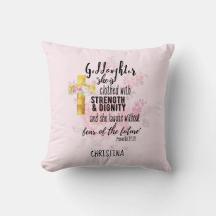 Goddaughter Gift Motivational Encouragement NAMED Throw Pillow