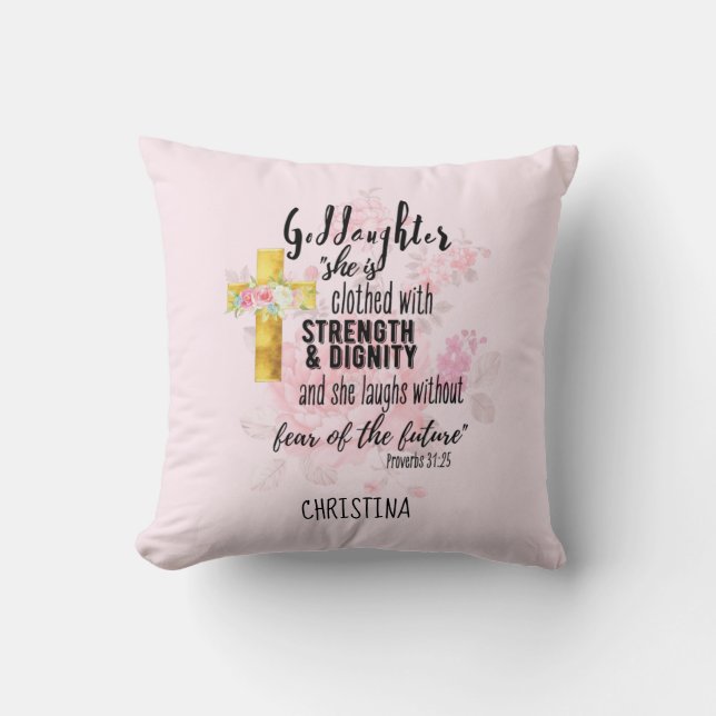 Goddaughter Gift Motivational Encouragement NAMED Throw Pillow (Front)