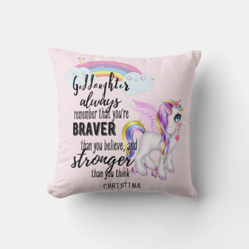 Goddaughter Gift Motivational Encouragement NAMED Throw Pillow