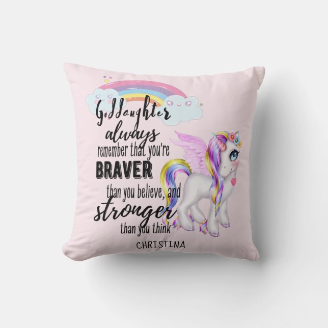 Goddaughter Gift Motivational Encouragement NAMED Throw Pillow (Front)