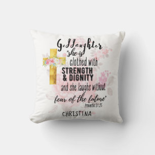 Goddaughter Gift Motivational Encouragement NAMED Throw Pillow