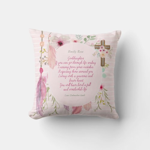 Goddaughter Gift Motivational Encouragement NAMED Throw Pillow