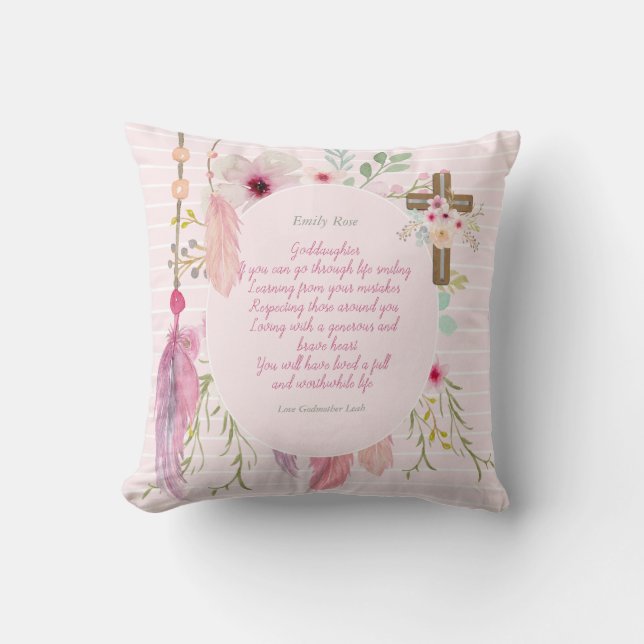 Goddaughter Gift Motivational Encouragement NAMED Throw Pillow (Front)