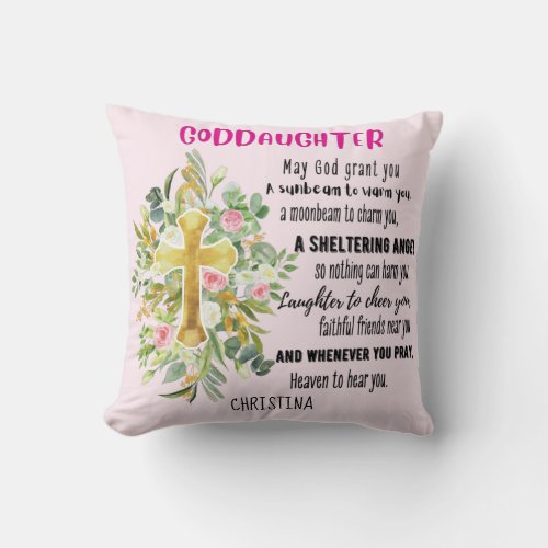 Goddaughter Gift Motivational Encouragement NAMED Throw Pillow