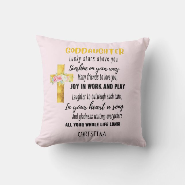 Goddaughter Gift Motivational Encouragement NAMED Throw Pillow (Front)