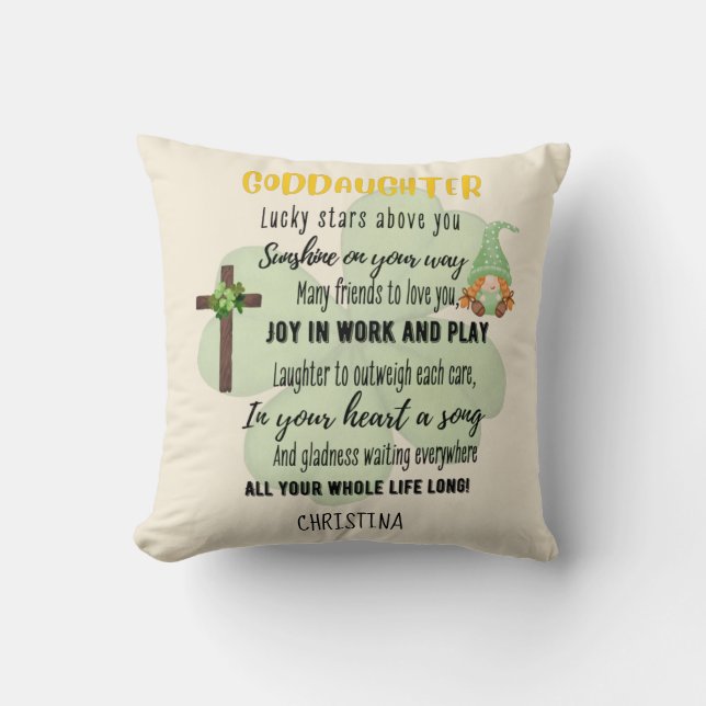 Goddaughter Gift Motivational Encouragement NAMED Throw Pillow (Front)