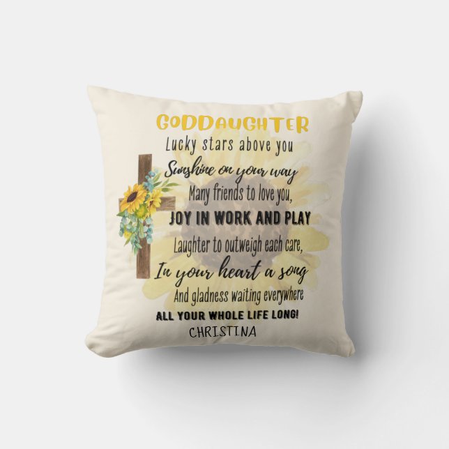 Goddaughter Gift Motivational Encouragement NAMED Throw Pillow (Front)