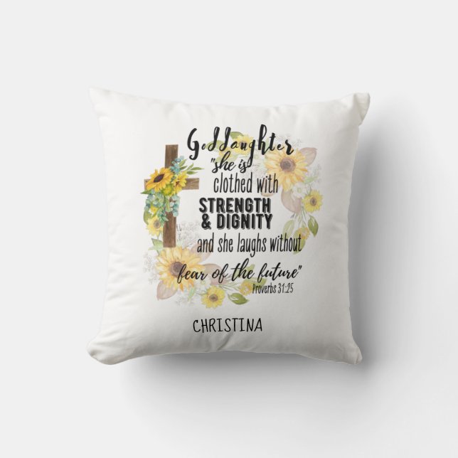 Goddaughter Gift Motivational Encouragement NAMED Throw Pillow (Front)