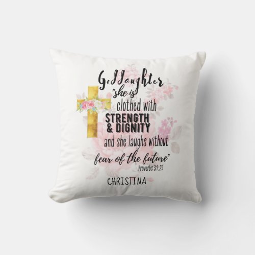 Goddaughter Gift Motivational Encouragement NAMED Throw Pillow