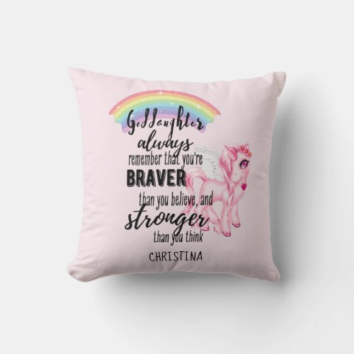 Goddaughter Gift Motivational Encouragement NAMED Throw Pillow