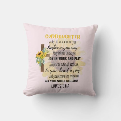 Goddaughter Gift Motivational Encouragement NAMED Throw Pillow