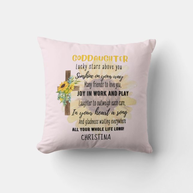 Goddaughter Gift Motivational Encouragement NAMED Throw Pillow (Front)